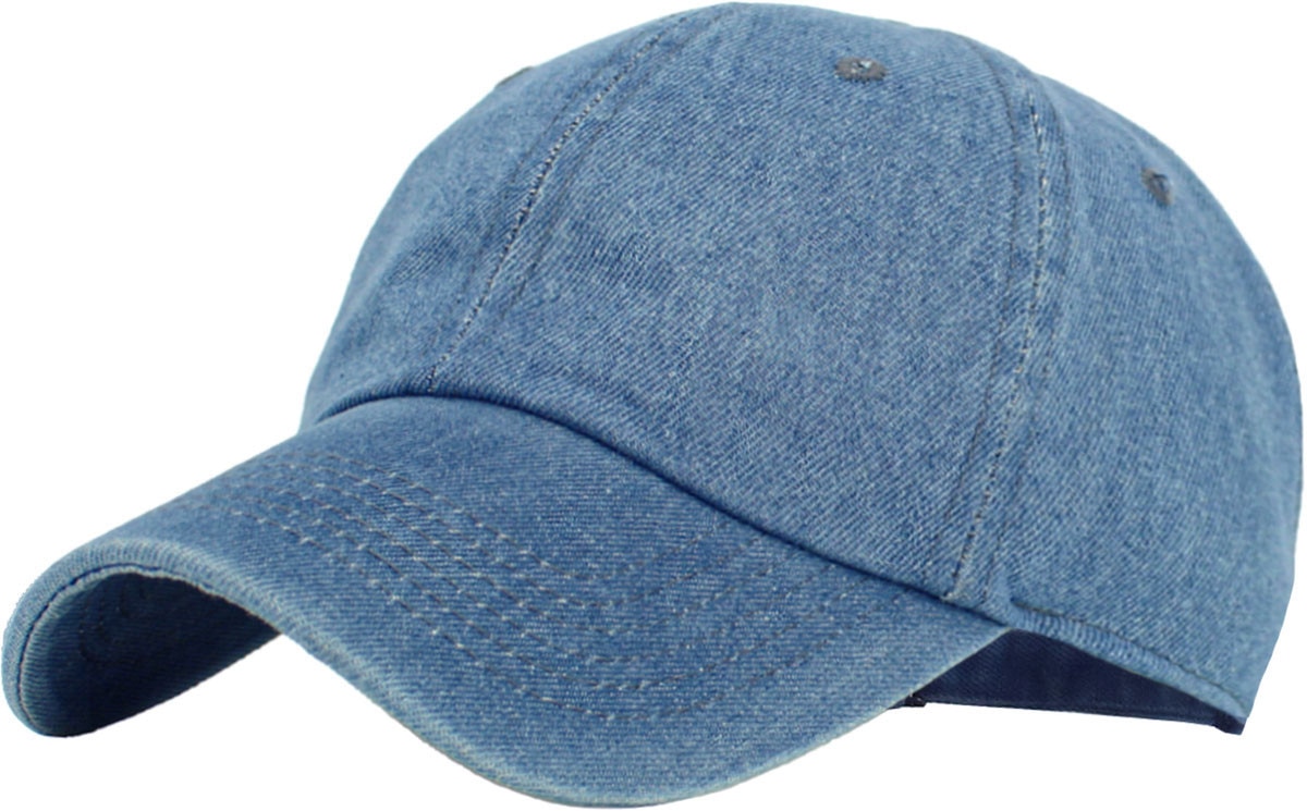 Medium Denim Low Profile Baseball Caps Front Side View